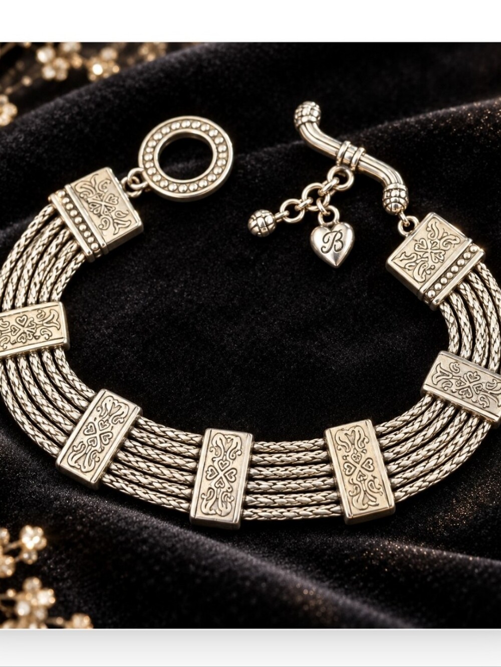 Brighton Retired French Quarter 7-Strand Silver Tone Toggle Bracelet